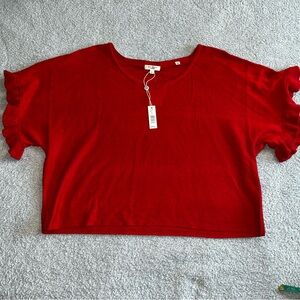 Max Studio Scarlet Ruffle Sleeve Crop Top